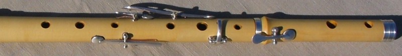 [ detail of finger holes and keywork ]
